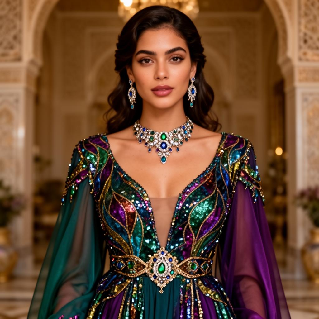Amina Rahal — Opulent evening look